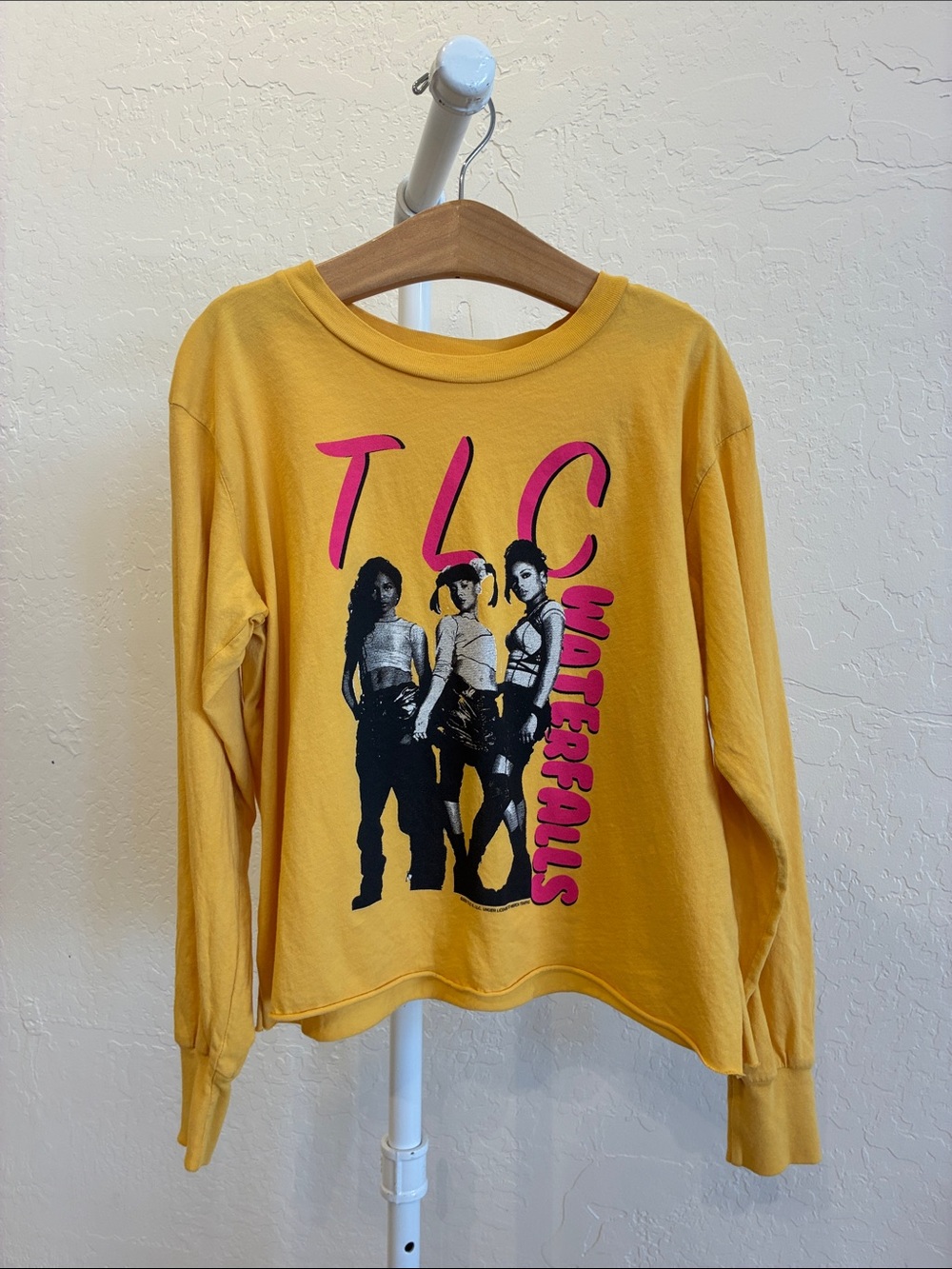 TLC Yellow Graphic Long Sleeve Tee with Pink & Black Print